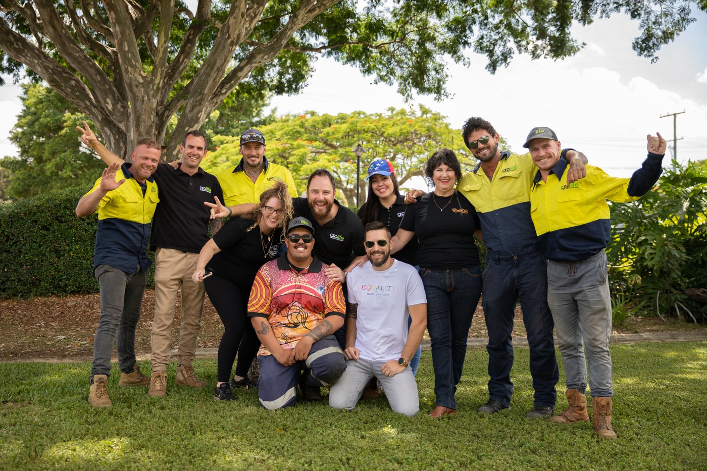 The Grolife team — a group of staff at a depot photo session